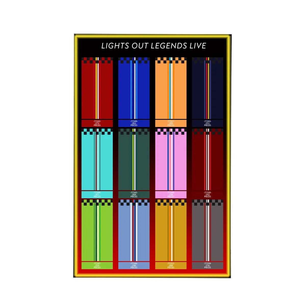 Wall Display Frame for LEGO® Speed Champions F1 | 12-Car | Race of Colors | 50 × 80 cm