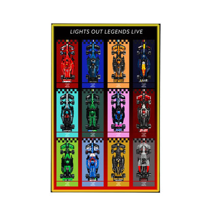 Wall Display Frame for LEGO® Speed Champions F1 | 12-Car | Race of Colors | 50 × 80 cm