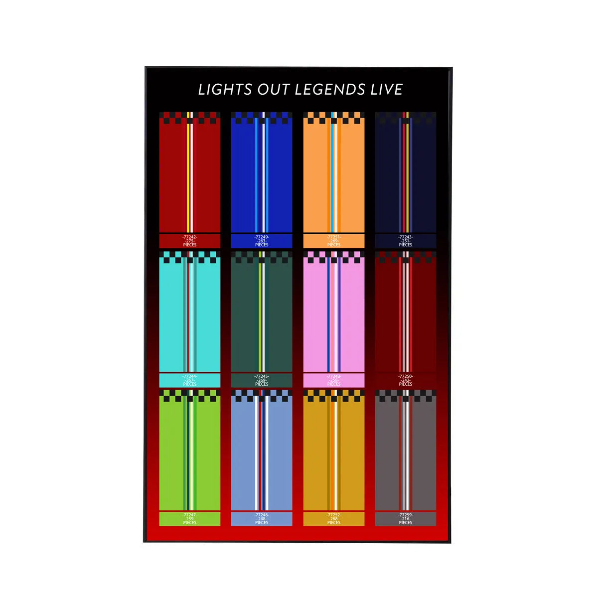 Wall Display Frame for LEGO® Speed Champions F1 | 12-Car | Race of Colors | 50 × 80 cm