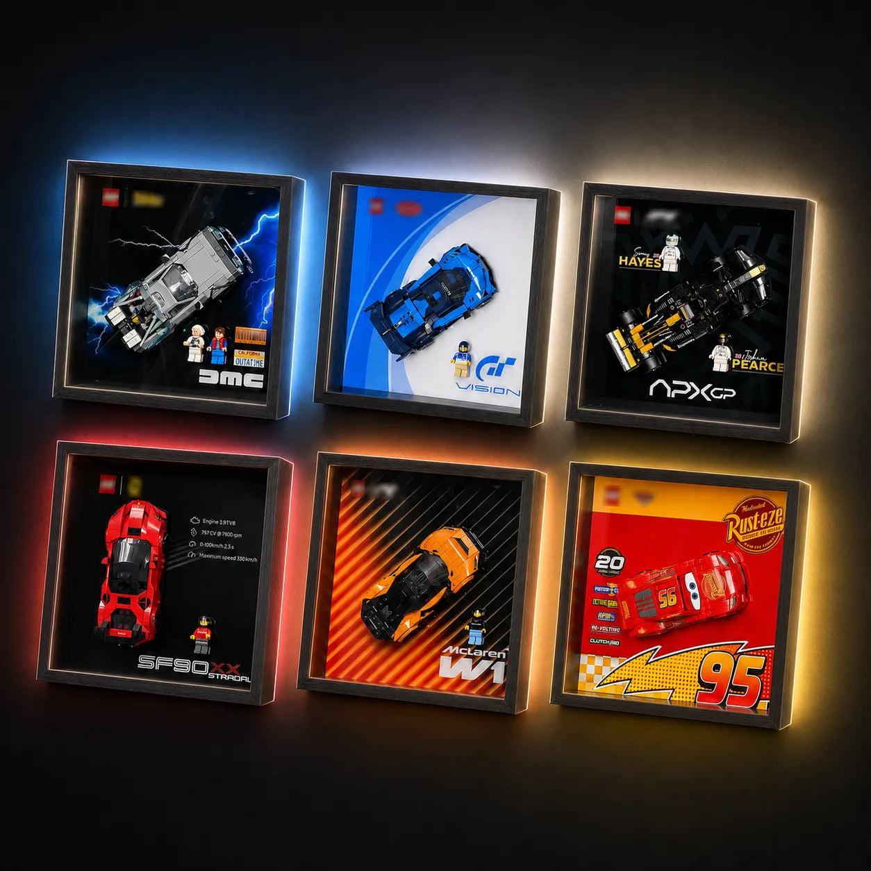 LEGO® Car Display Cases – F1, Supercars & Speed Champions Wall Frames(77252-77257)