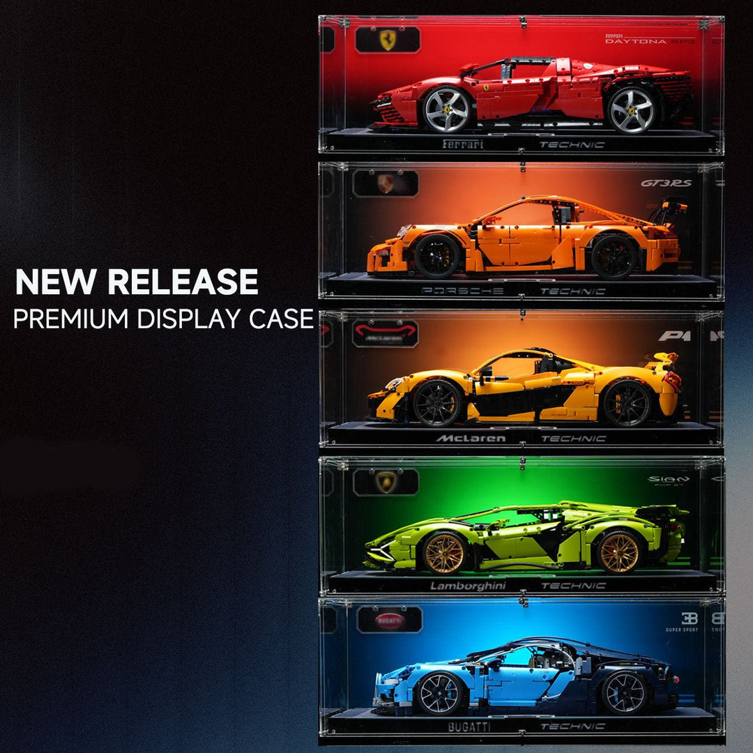 Ultra - Clear Acrylic Display Case Set for LEGO® Technic™ Supercars - brickzonehub