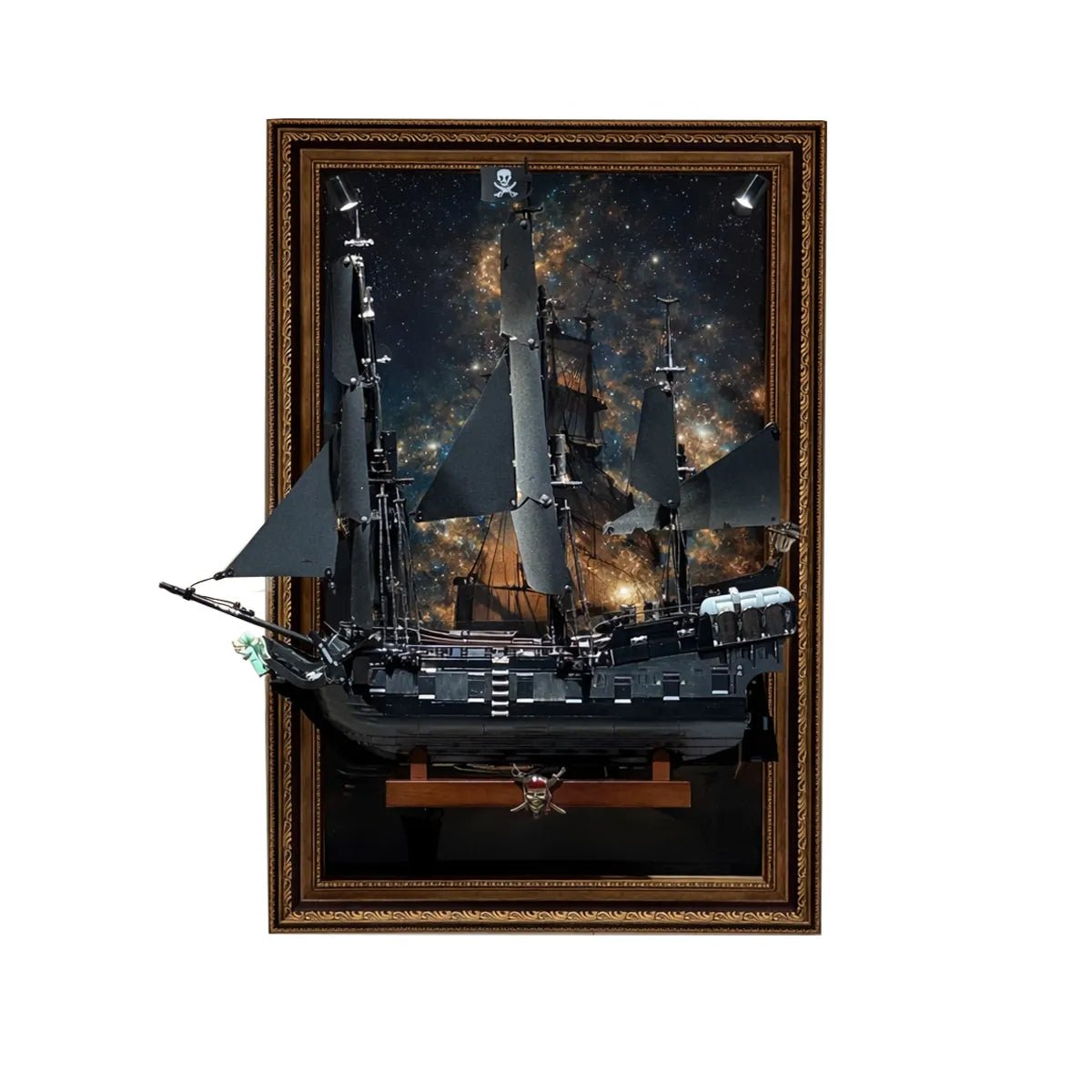 Wall Display Frame Compatible with LEGO® Captain Jack Sparrow's Pirate Ship 10365 Style B - brickzonehub