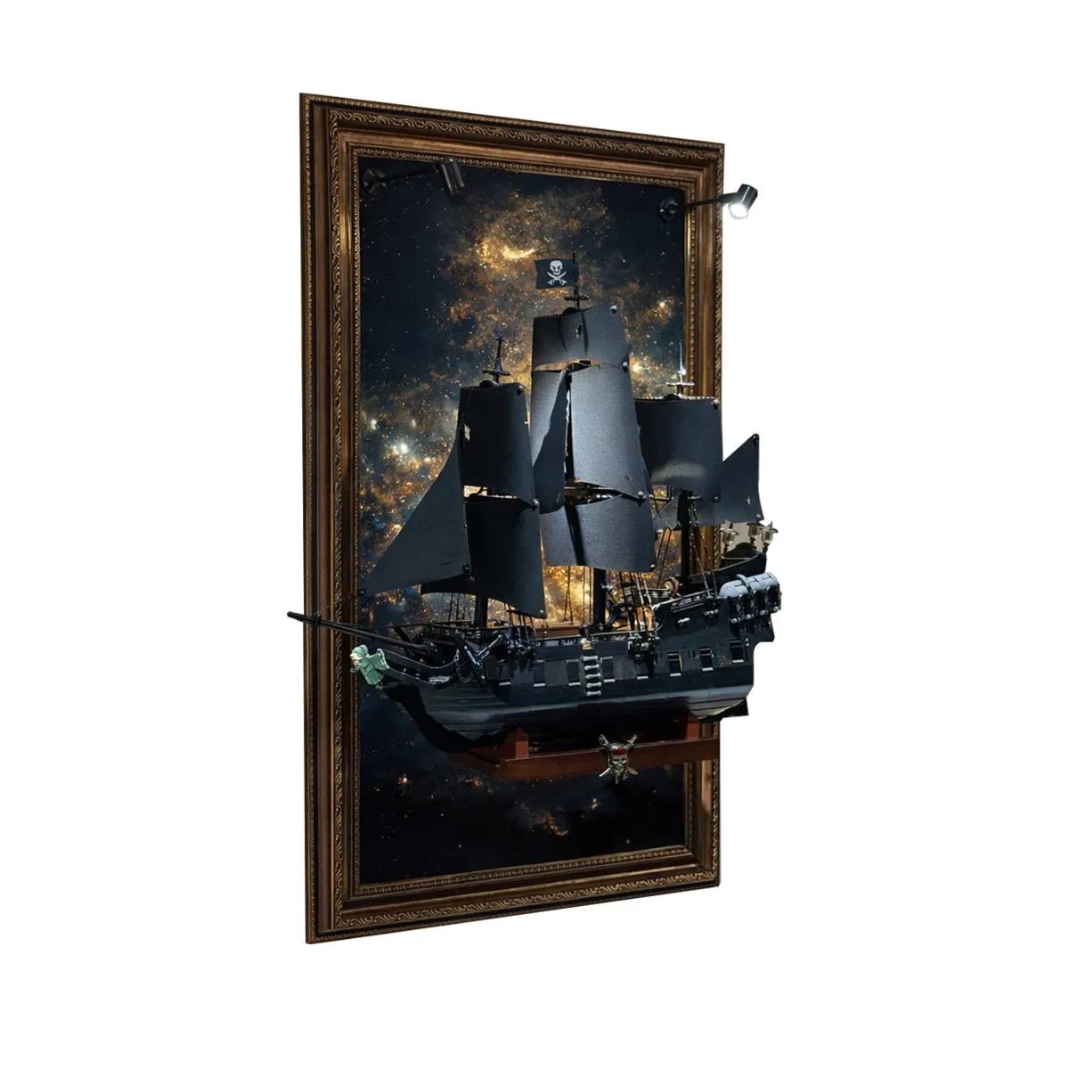 Wall Display Frame Compatible with LEGO® Captain Jack Sparrow's Pirate Ship 10365 Style B - brickzonehub