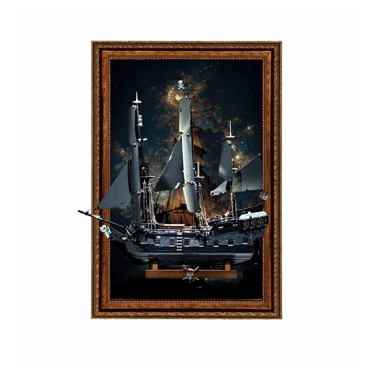 Wall Display Frame Compatible with LEGO® Captain Jack Sparrow's Pirate Ship 10365 Style B - brickzonehub