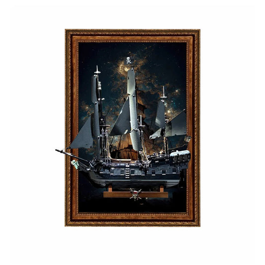 Wall Display Frame Compatible with LEGO® Captain Jack Sparrow's Pirate Ship 10365 Style B - brickzonehub
