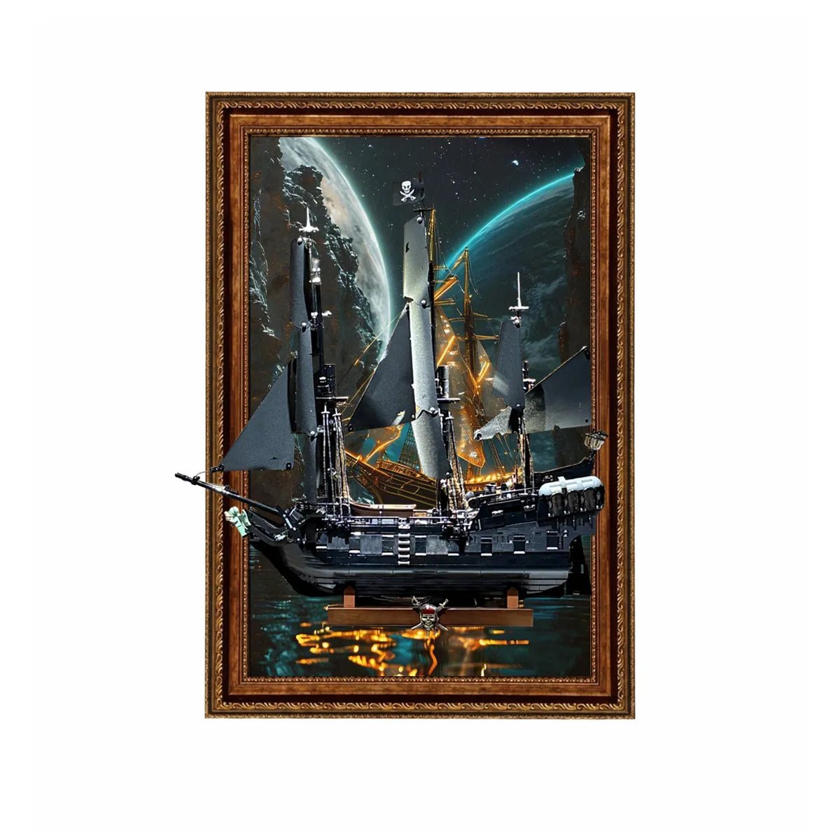 Wall Display Frame Compatible with LEGO® Captain Jack Sparrow's Pirate Ship 10365 Style C - brickzonehub