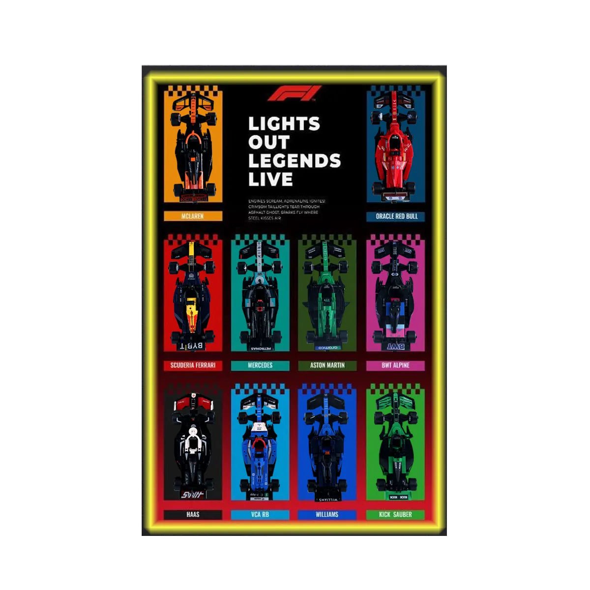 Wall Display Frame Compatible with LEGO® Speed Champions F1 Cars - brickzonehub