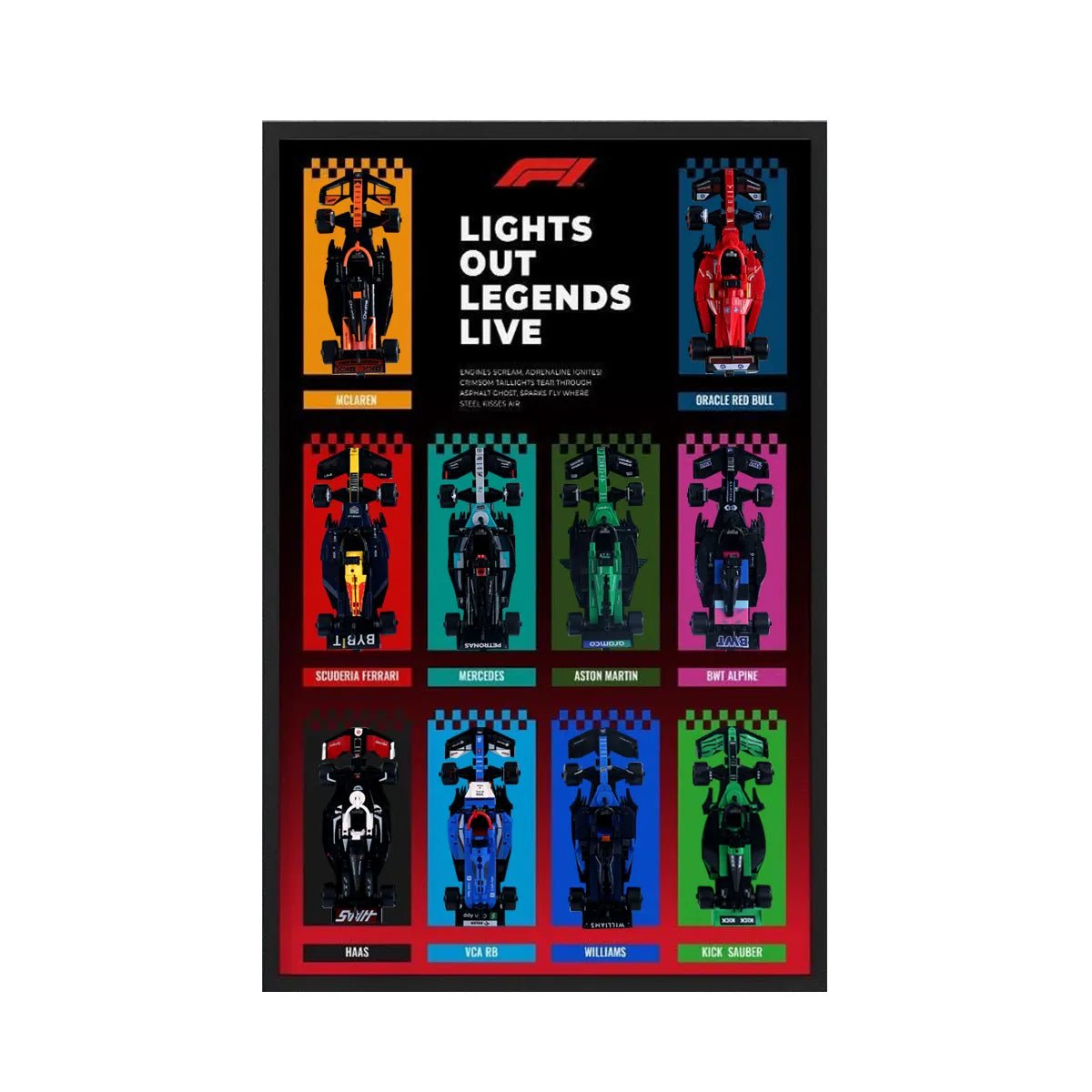 Wall Display Frame Compatible with LEGO® Speed Champions F1 Cars - brickzonehub