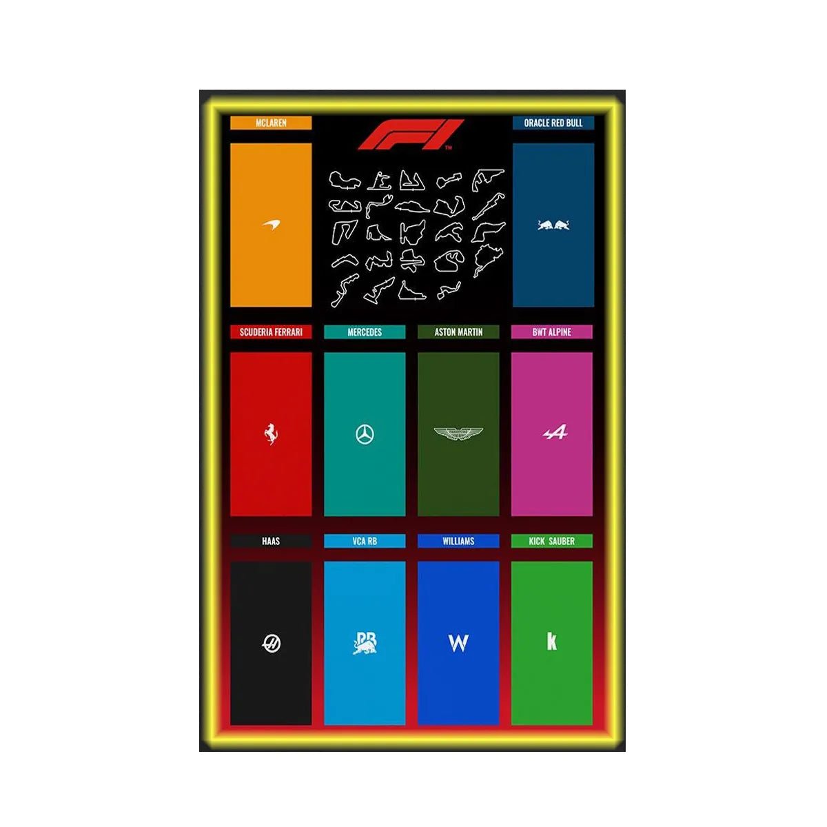 Wall Display Frame Compatible with LEGO® Speed Champions F1 Cars Style A - brickzonehub