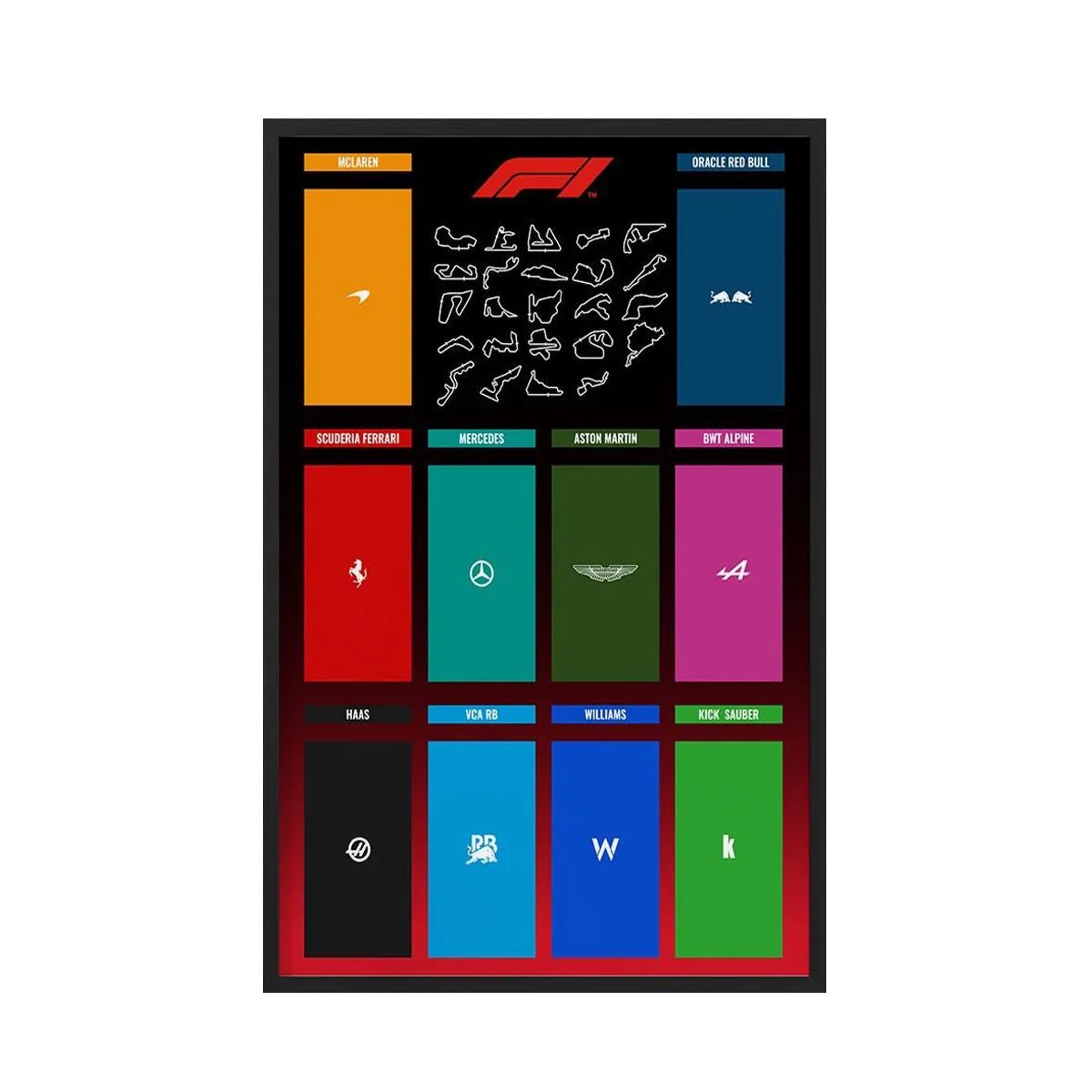 Wall Display Frame Compatible with LEGO® Speed Champions F1 Cars Style A - brickzonehub