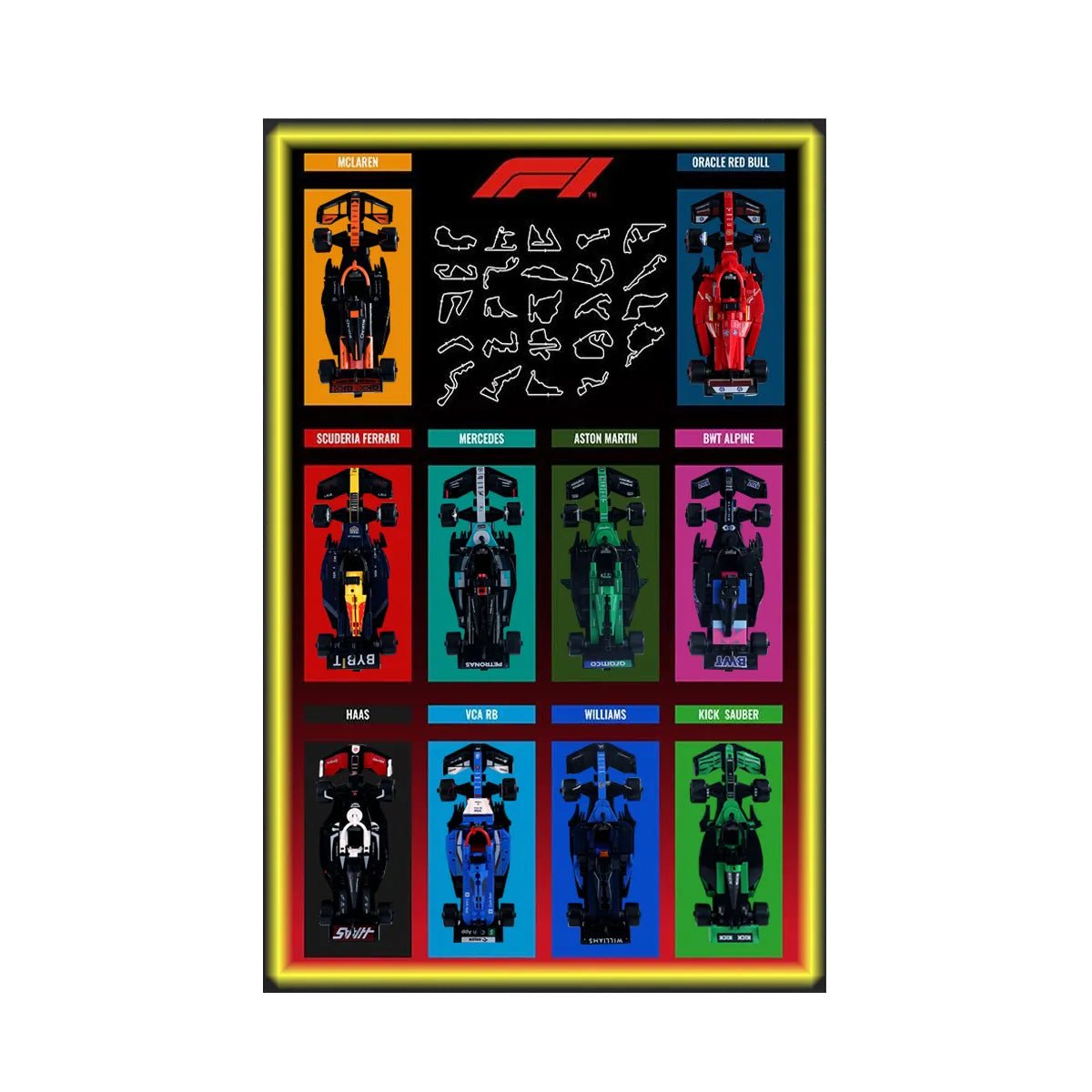 Wall Display Frame Compatible with LEGO® Speed Champions F1 Cars Style A - brickzonehub