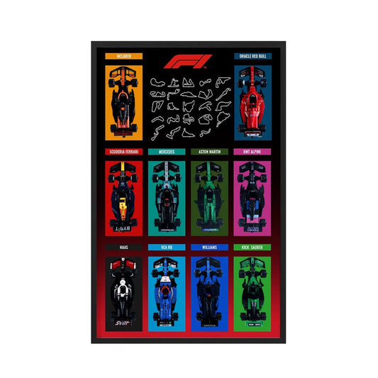 Wall Display Frame Compatible with LEGO® Speed Champions F1 Cars Style A - brickzonehub