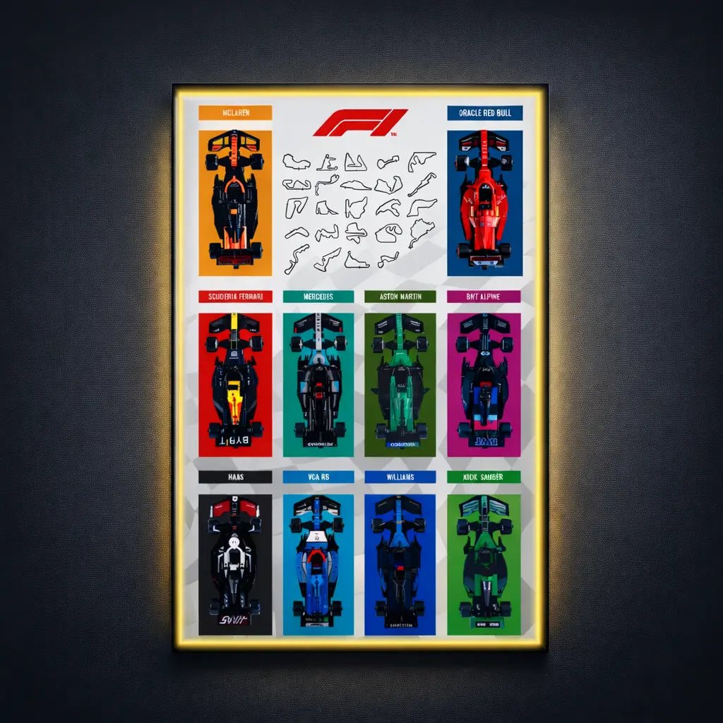 Wall Display Frame Compatible with LEGO® Speed Champions F1 Cars Style B - brickzonehub