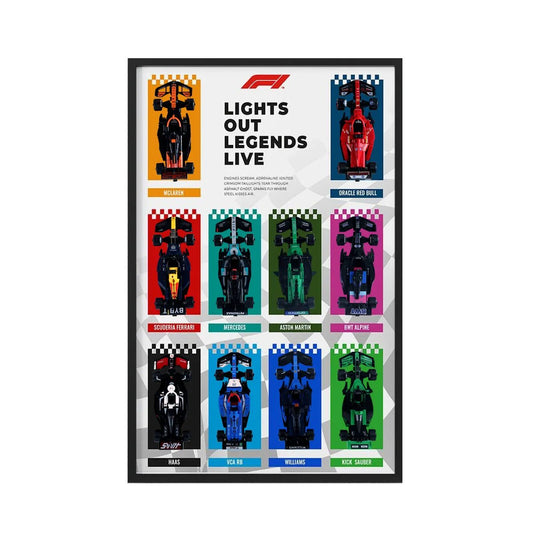 Wall Display Frame Compatible with LEGO® Speed Champions F1 Cars Style C - brickzonehub