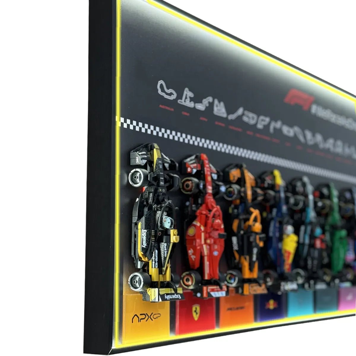 Wall Display Frame Compatible with LEGO® Speed Champions F1 Collection – 11 Cars Edition - brickzonehub