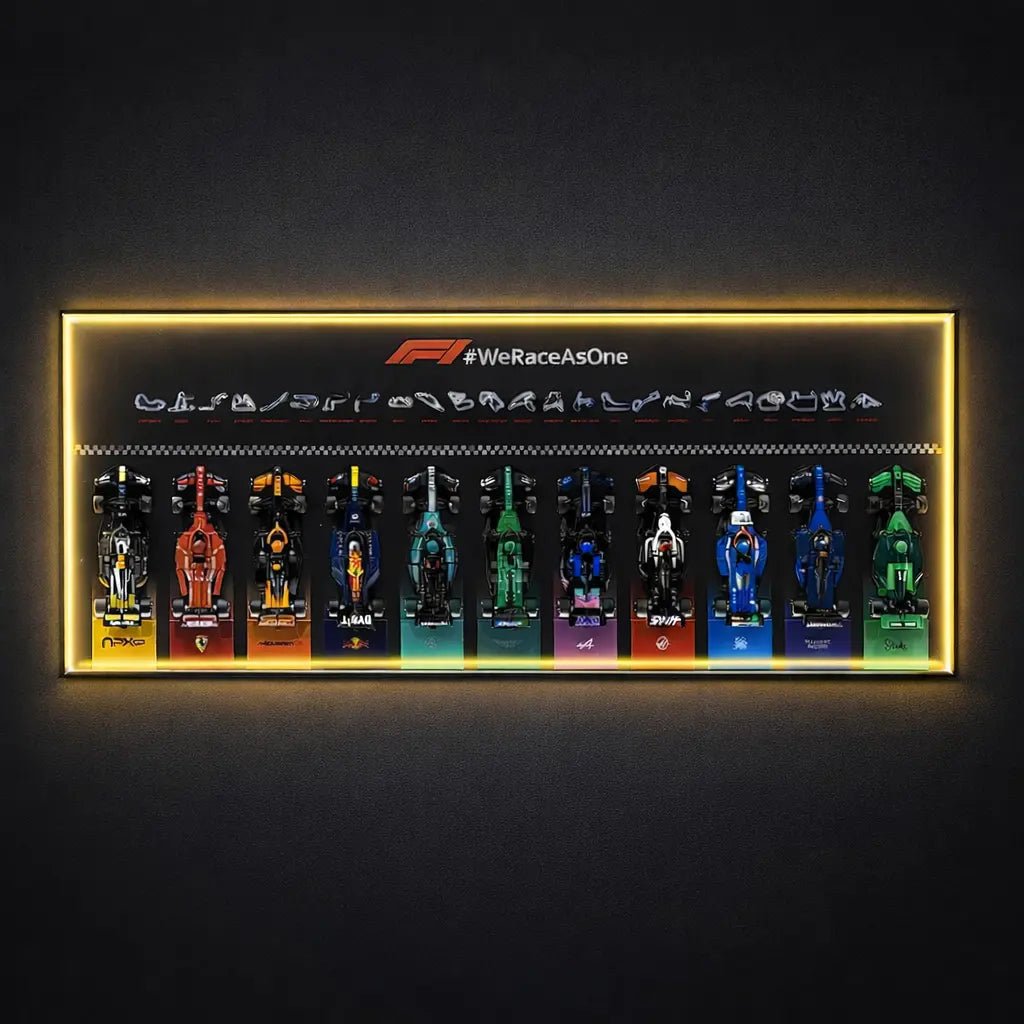 Wall Display Frame Compatible with LEGO® Speed Champions F1 Collection – 11 Cars Edition - brickzonehub
