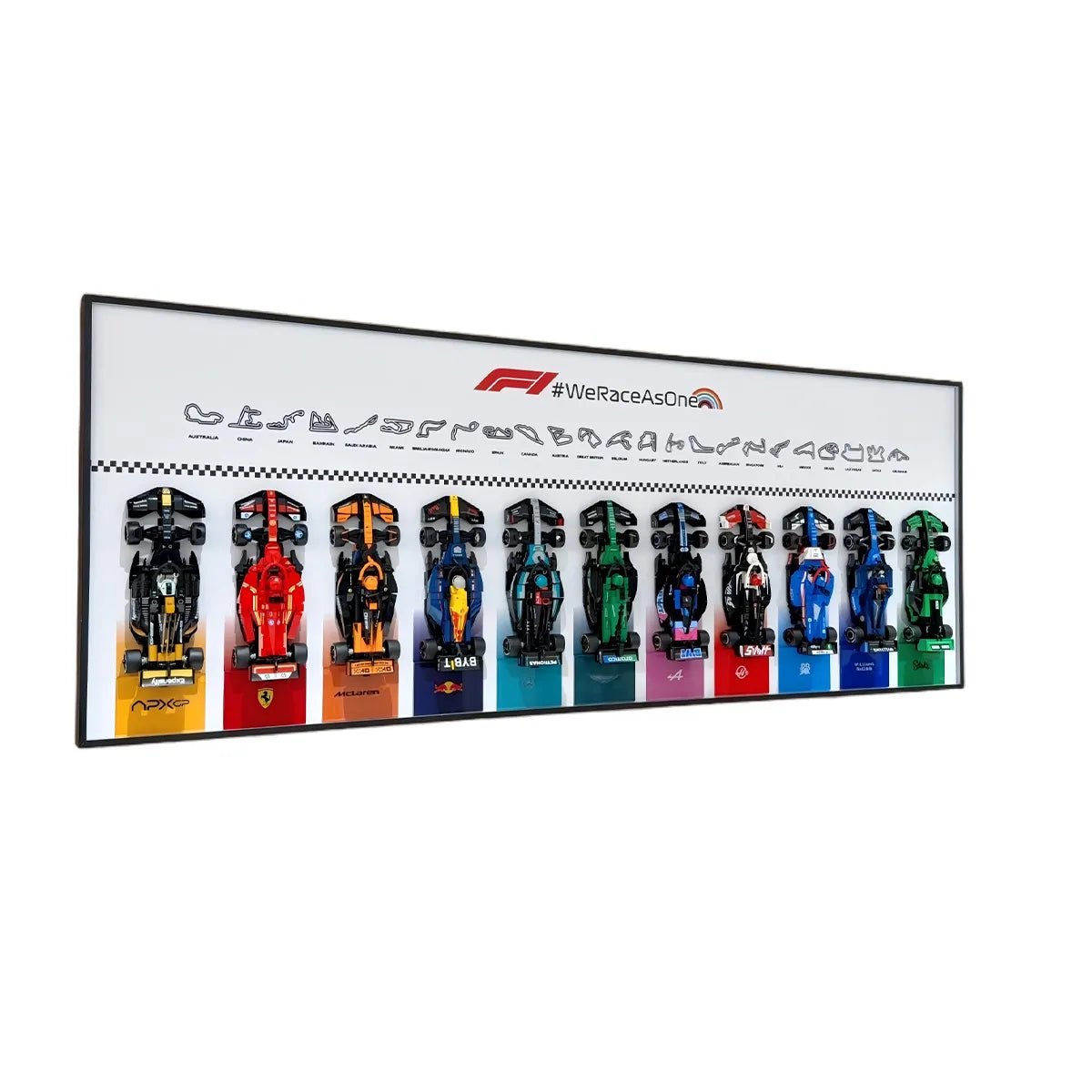 Wall Display Frame Compatible with LEGO® Speed Champions F1 Collection – 11 Cars Edition Style A - brickzonehub