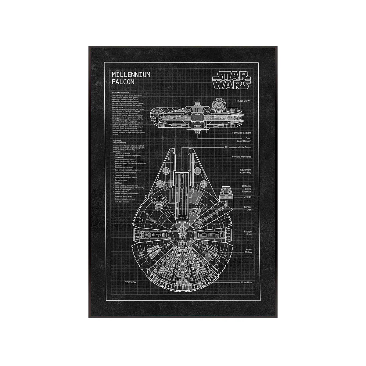 Wanddisplayrahmen für Lego® 75389 Millennium Falcon – Star Wars™ Edition