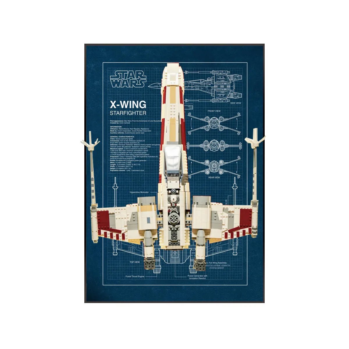 Wall Display Frame Compatible with LEGO® Star Wars™ T - 65 X - Wing 75355 Style A - brickzonehub