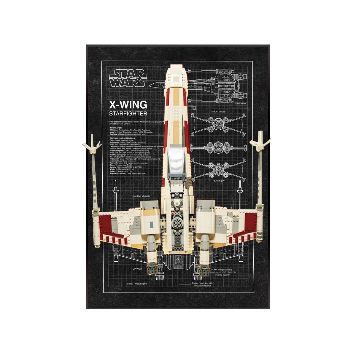 Wall Display Frame Compatible with LEGO® Star Wars™ T - 65 X - Wing 75355 Style B - brickzonehub