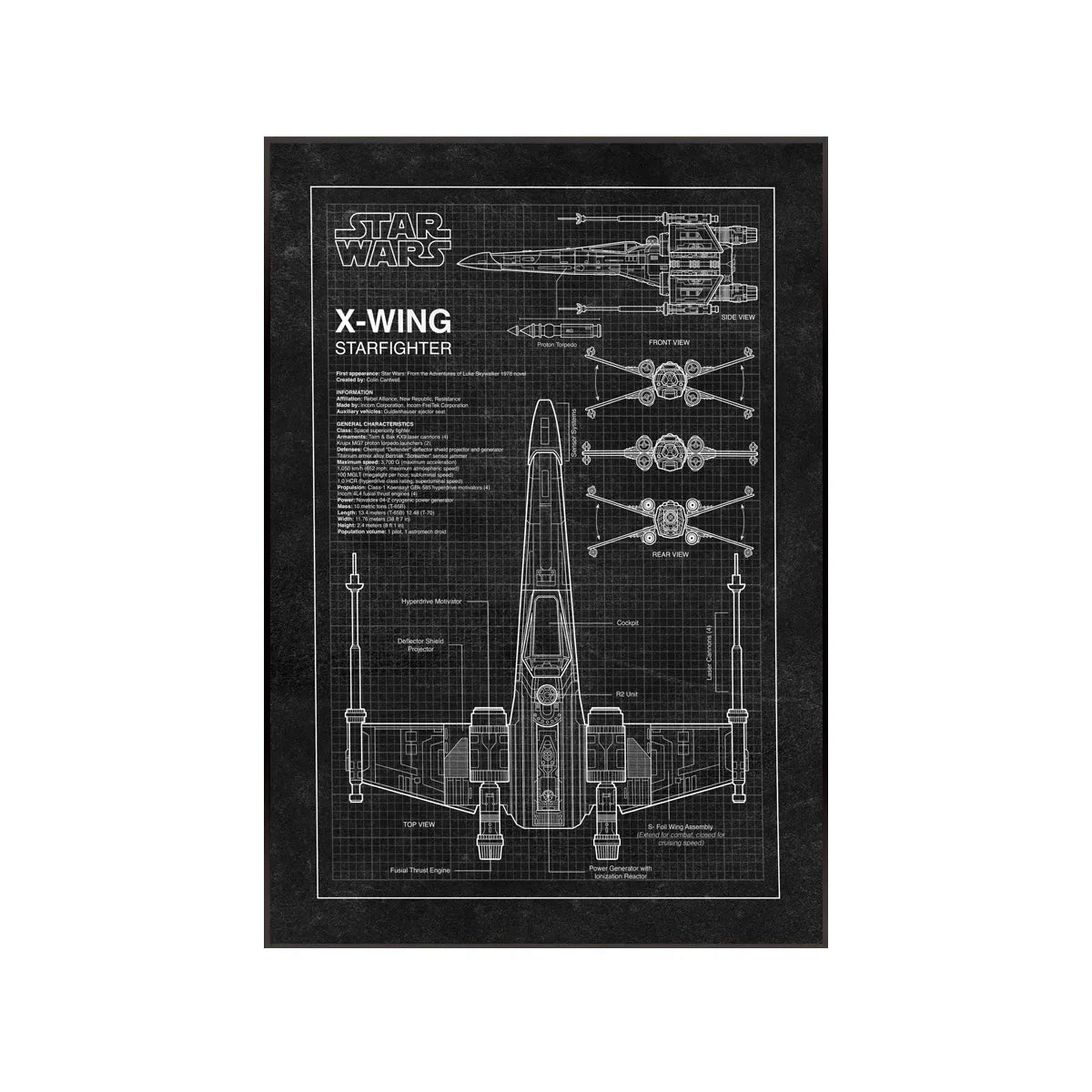 Wall Display Frame Compatible with LEGO® Star Wars™ T - 65 X - Wing 75355 Style B - brickzonehub