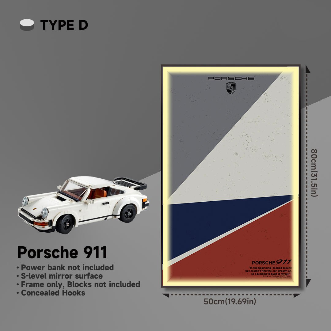 Wall Display Frame for Lego® 10295 Porsche 911 – Classic 911 Turbo Design - brickzonehub