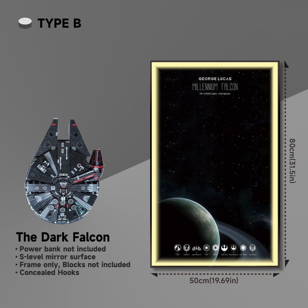 Wall Display Frame for Lego® 75389 Millennium Falcon – Star Wars™ Edition - brickzonehub