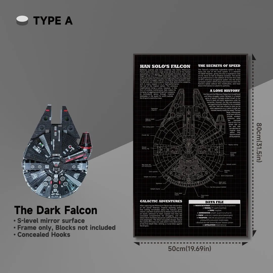 Wall Display Frame for Lego® 75389 Millennium Falcon – Star Wars™ Edition - brickzonehub