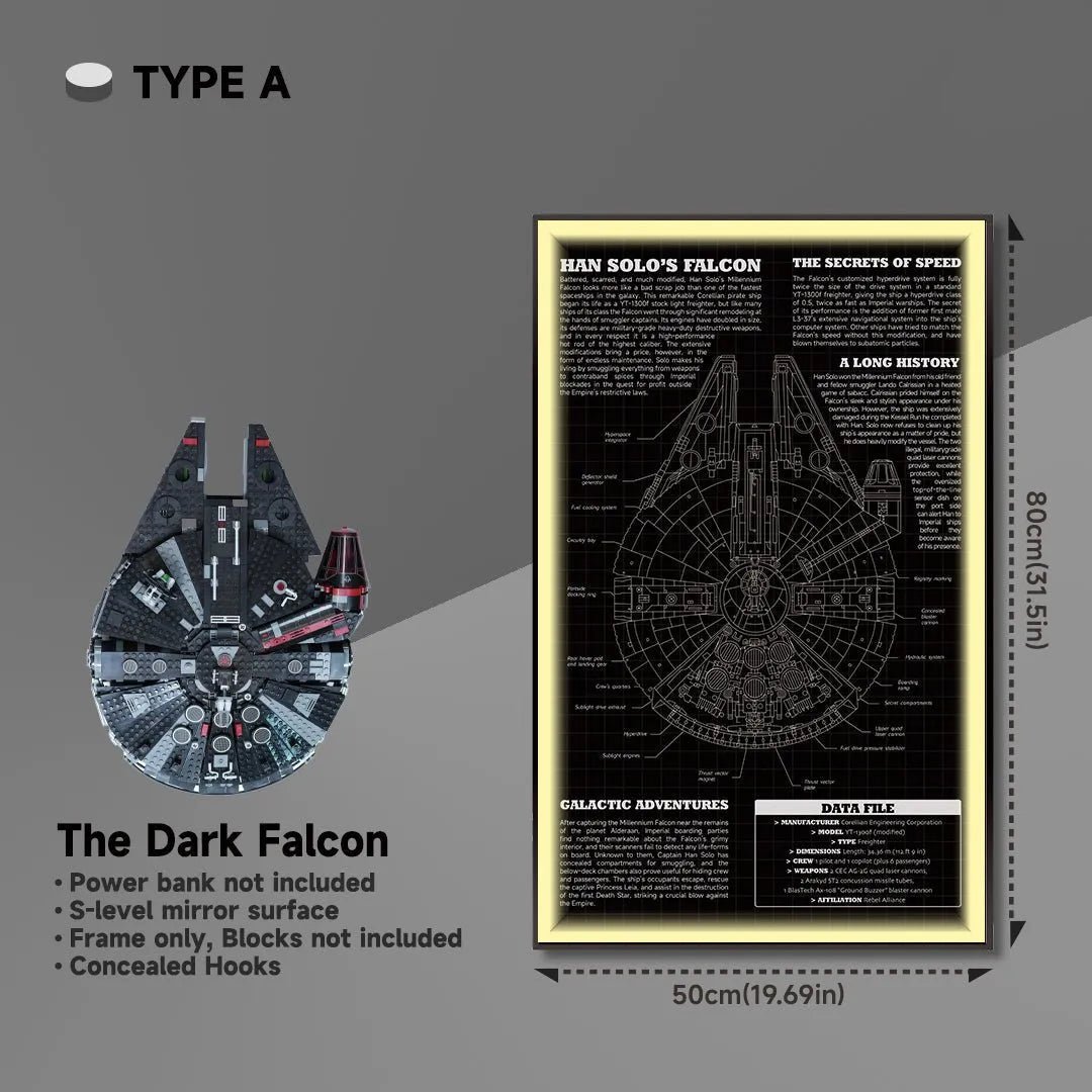Wall Display Frame for Lego® 75389 Millennium Falcon – Star Wars™ Edition - brickzonehub