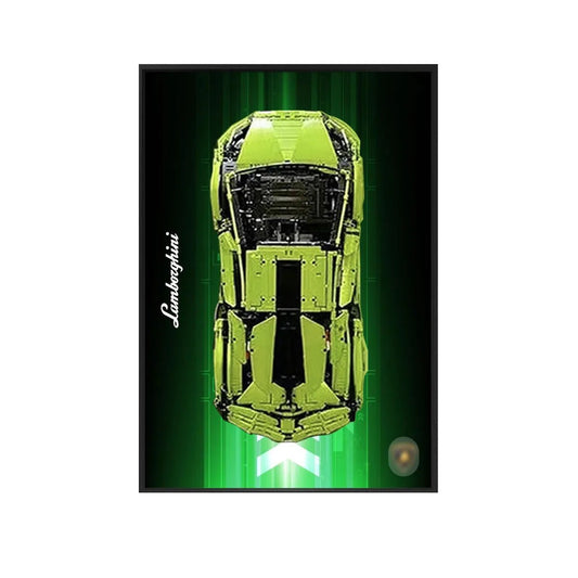 Wall Mount Display Frame Compatible with LEGO® Lamborghini Sian 42115 Style D - brickzonehub