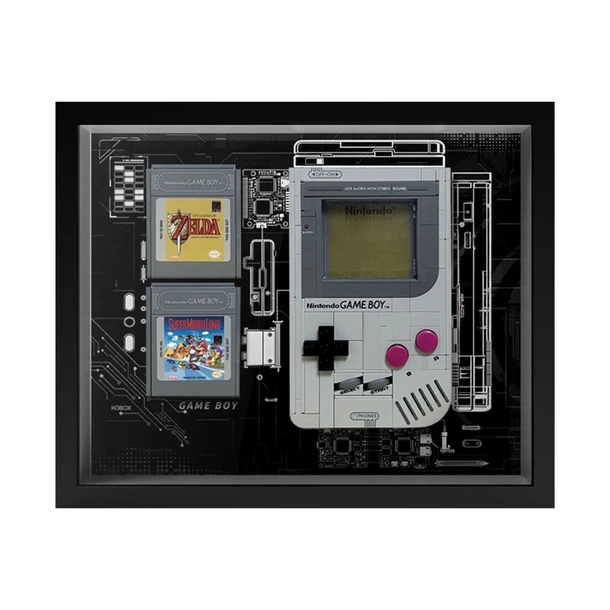 Wall - Mount Display Frame for Game Boy Console & Cartridges 72046 - brickzonehub