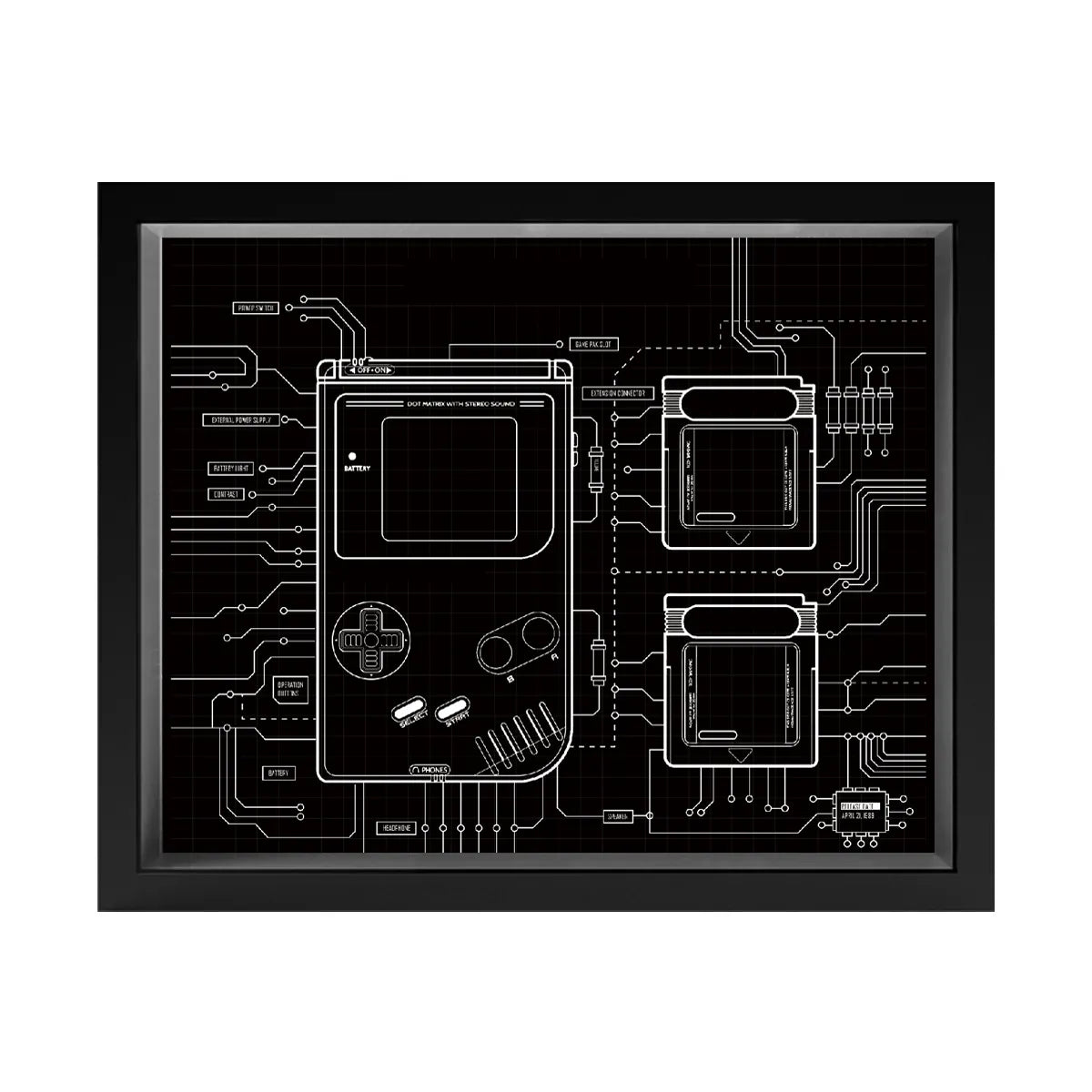 Wandmontierter Displayrahmen für Game Boy-Konsole und -Kassetten 72046 