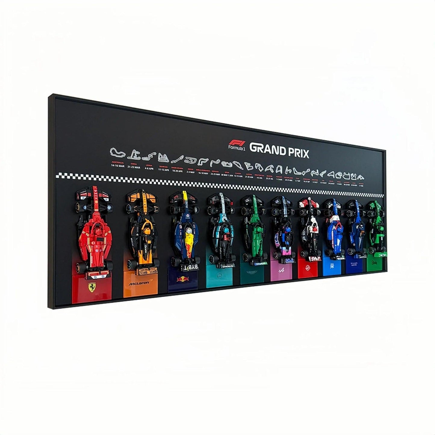 Wall - Mounted Display Frame Compatible with LEGO® Speed Champions F1 Series - brickzonehub