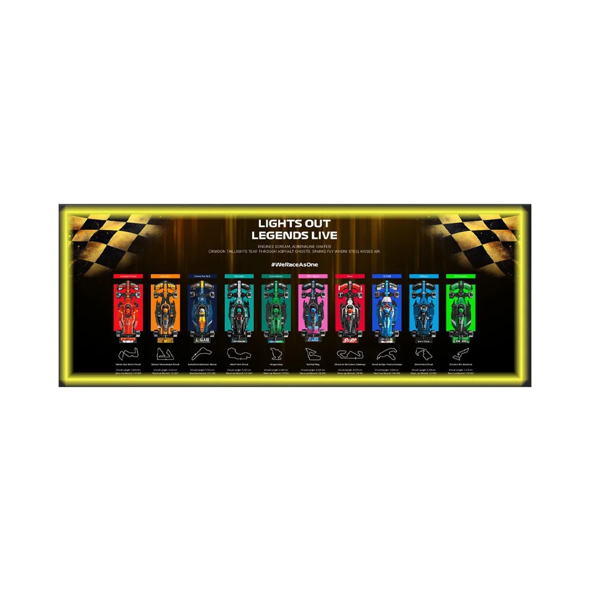 Wall - Mounted Display Frame Compatible with LEGO® Speed Champions F1 Series Style A - brickzonehub