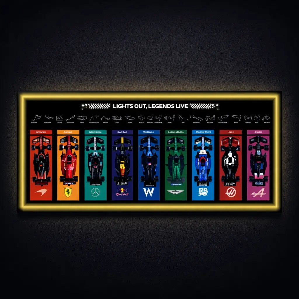 Wall - Mounted Display Frame Compatible with LEGO® Speed Champions F1 Series Style C - brickzonehub