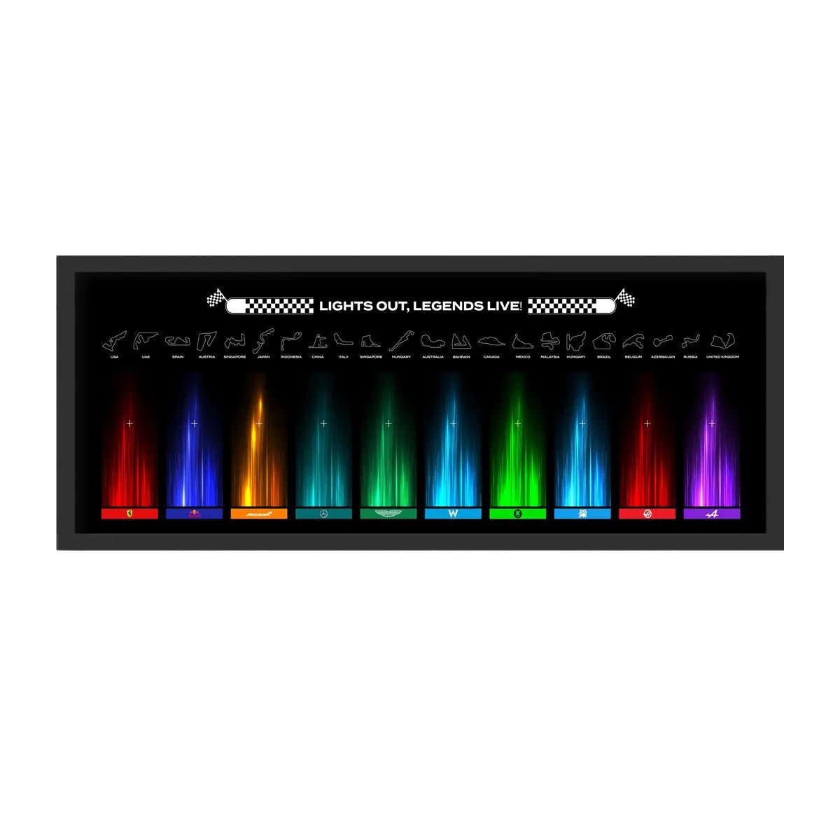 Wall - Mounted Display Frame Compatible with LEGO® Speed Champions F1 Series Style D - brickzonehub