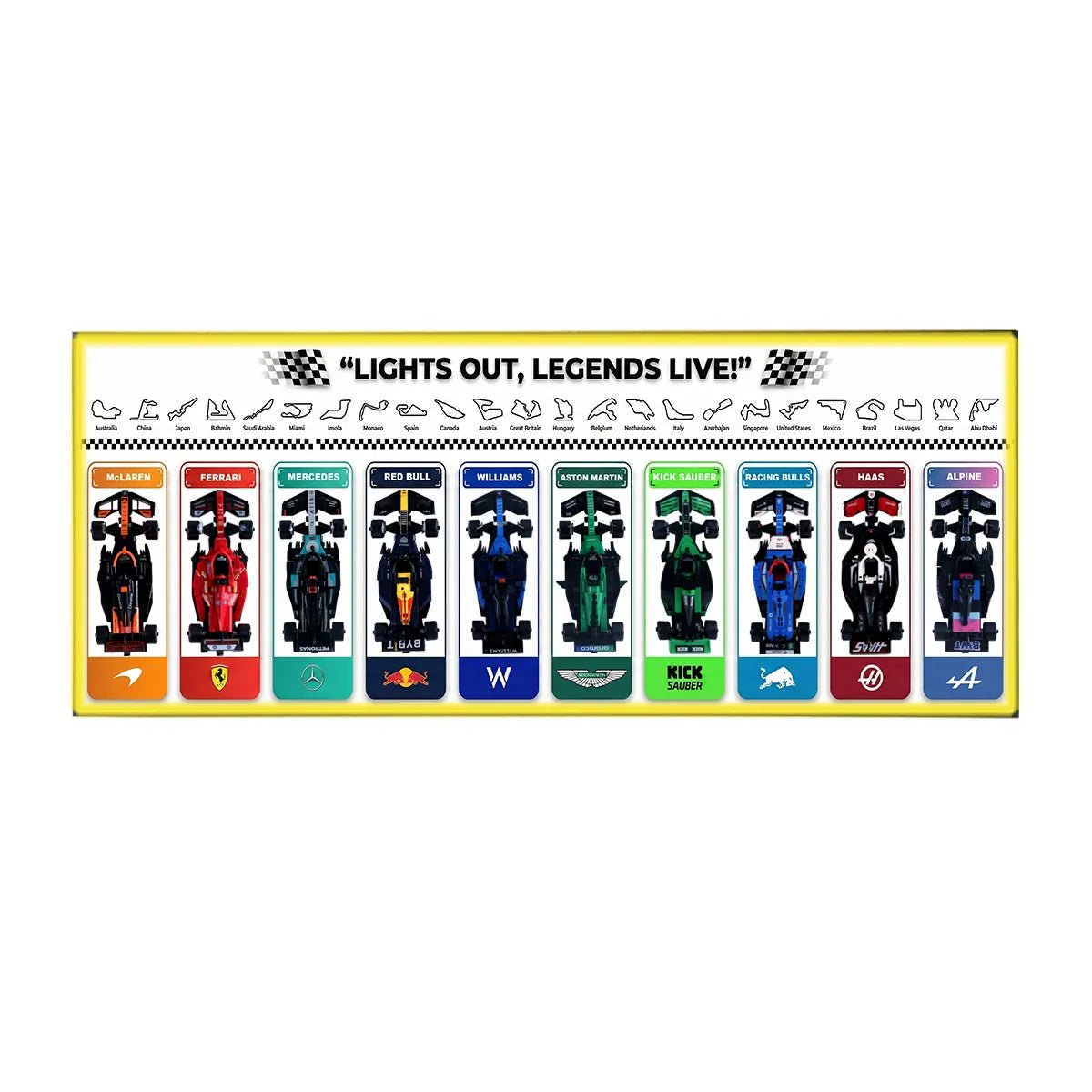 Wall - Mounted Display Frame Compatible with LEGO® Speed Champions F1 Series Style E - brickzonehub