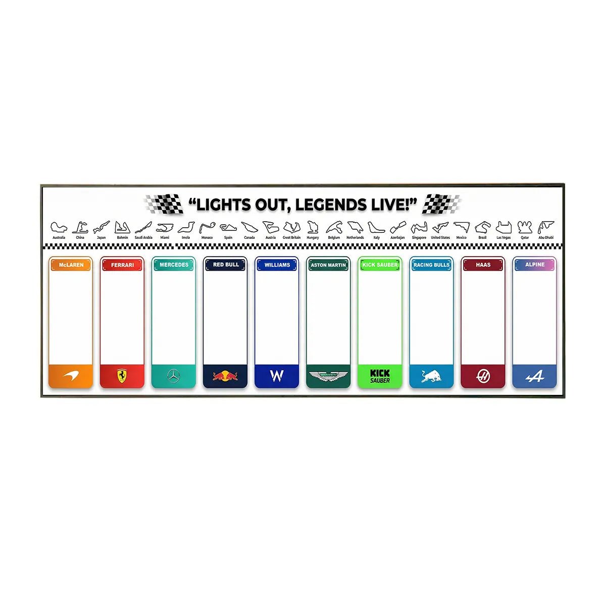 Wall - Mounted Display Frame Compatible with LEGO® Speed Champions F1 Series Style E - brickzonehub